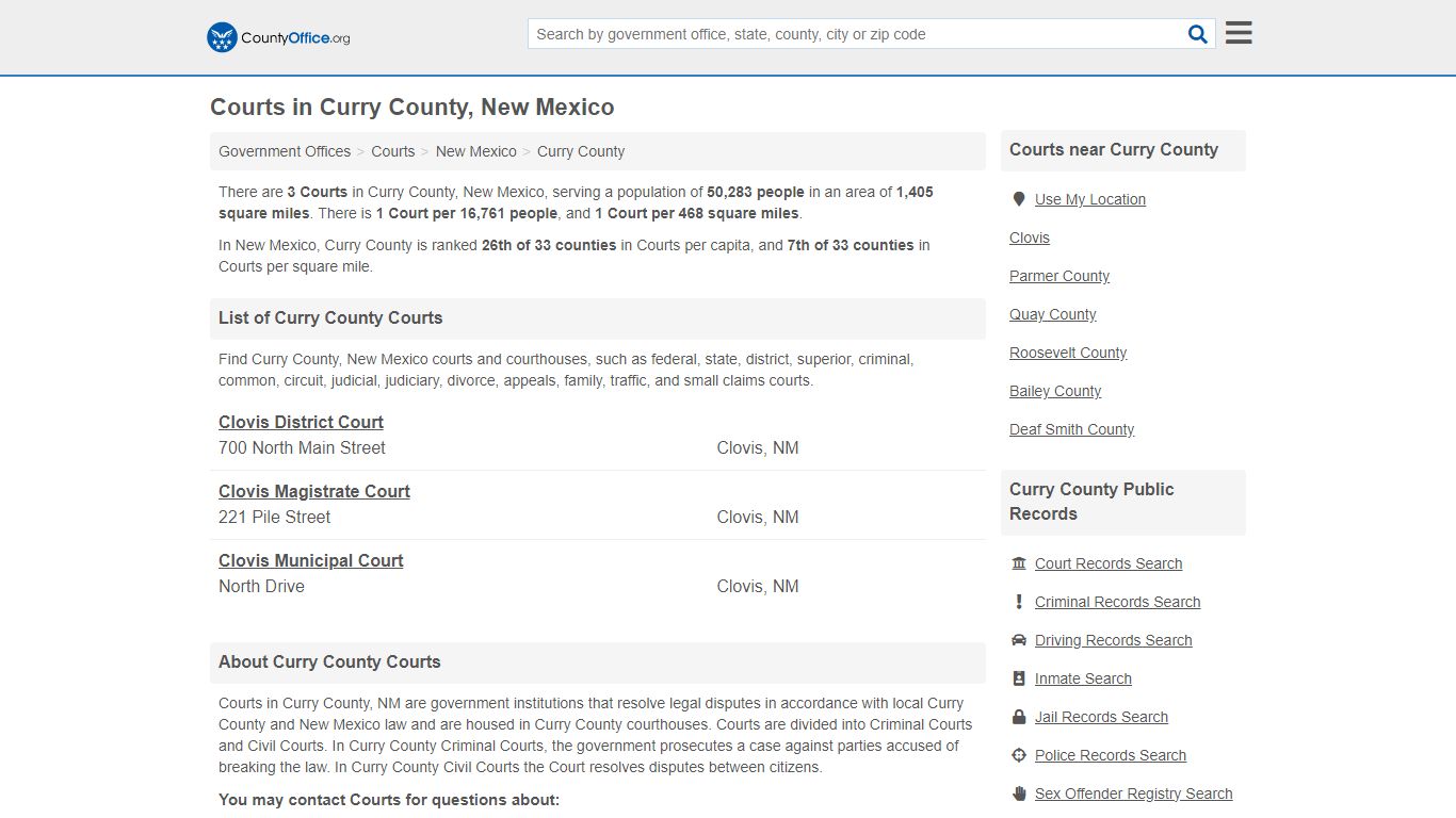 Courts - Curry County, NM (Court Records & Calendars)